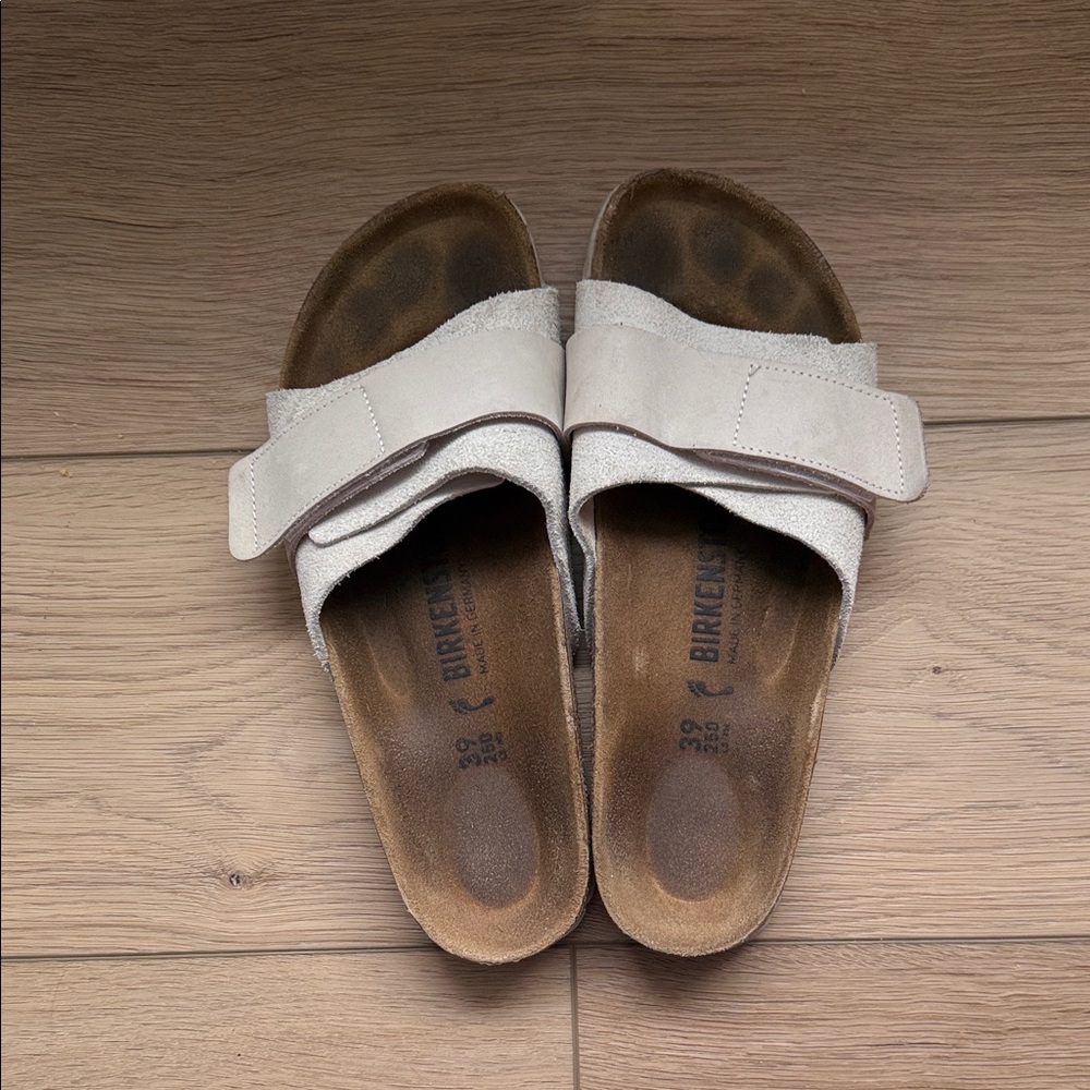 Birkenstock Light Gray Suede Slip-Ons